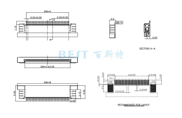 FPC連接器0.5K-AX-nPWB參考圖紙